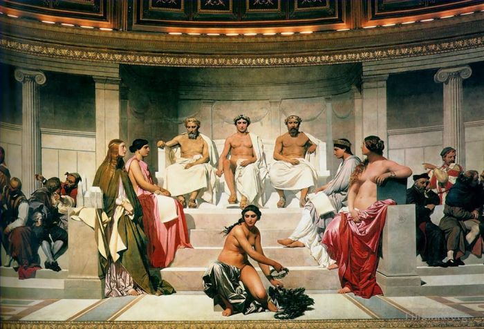 Paul Delaroche Oil Painting - Hemicycle of the Ecole des BeauxArts 181centre life size