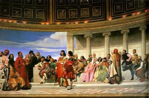 Antique Oil Painting - Hemicycle of the Ecole des BeauxArts 181left life size