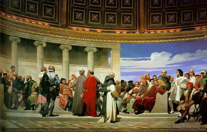 Paul Delaroche Oil Painting - Hemicycle of the Ecole des BeauxArts 181right life size