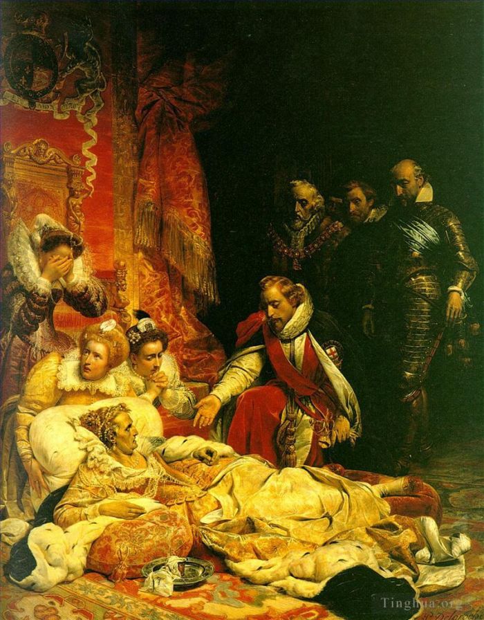 Paul Delaroche Oil Painting - Death of elizabeth 1828