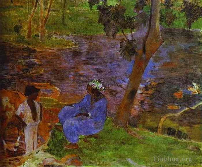Paul Gauguin Oil Painting - At the Pond