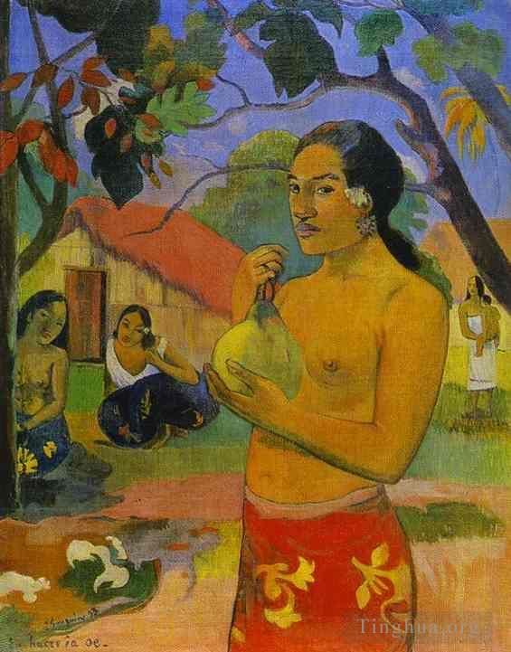 Paul Gauguin Oil Painting - Woman Holding a Fruit (Where Are You Going or Eu haere ia oe)