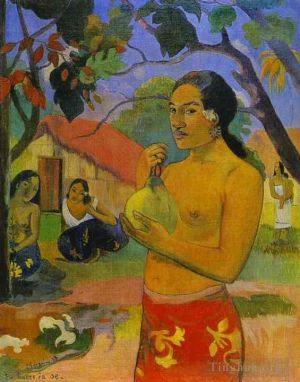 Artist Paul Gauguin's Work - Woman Holding a Fruit (Where Are You Going or Eu haere ia oe)