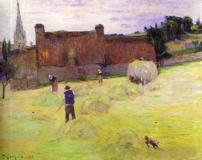 Paul Gauguin Oil Painting - Hay Making in Brittany