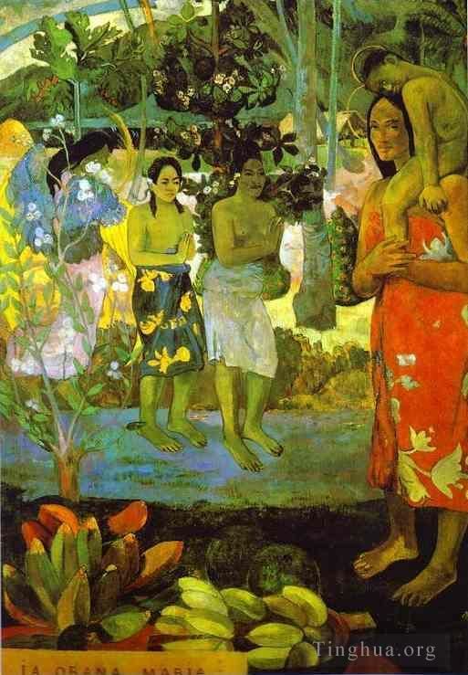 Paul Gauguin Oil Painting - Ia Orana Maria Hail Mary