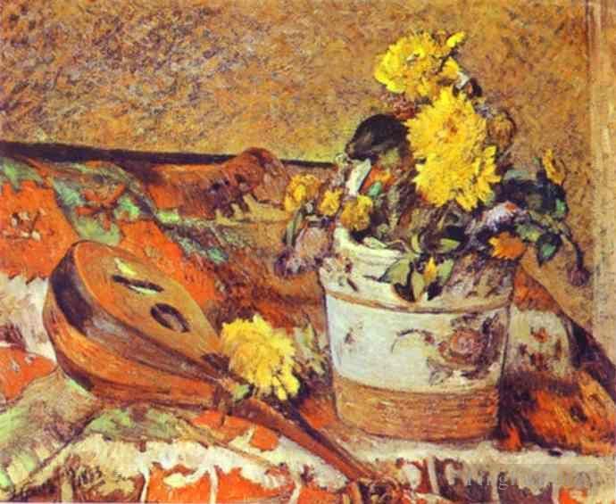 Paul Gauguin Oil Painting - Mandolina and Flowers