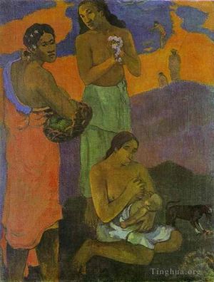 Artist Paul Gauguin's Work - Motherhood Women on the Shore