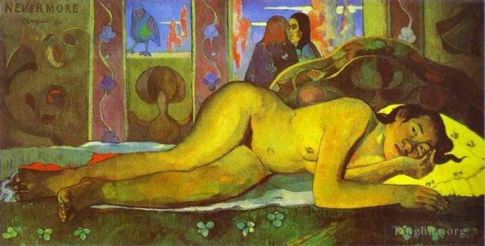 Paul Gauguin Oil Painting - Nevermore O Taiti