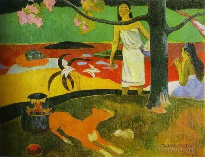 Paul Gauguin Oil Painting - Pastorales Tahitiennes