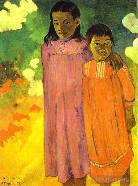 Paul Gauguin Oil Painting - Piti Teina Two Sisters