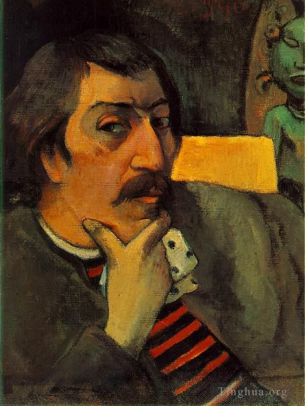 Paul Gauguin Oil Painting - Portrait of the Artist with the Idol