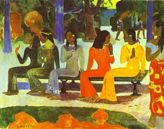 Paul Gauguin Oil Painting - Ta Matete We Shall Not Go to Market Today