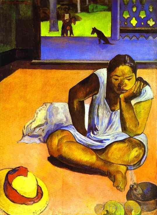 Paul Gauguin Oil Painting - Te Faaturuma Brooding Woman