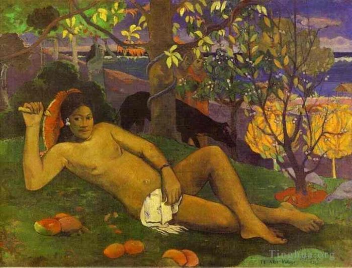 Paul Gauguin Oil Painting - Te arii vahine The King s Wife