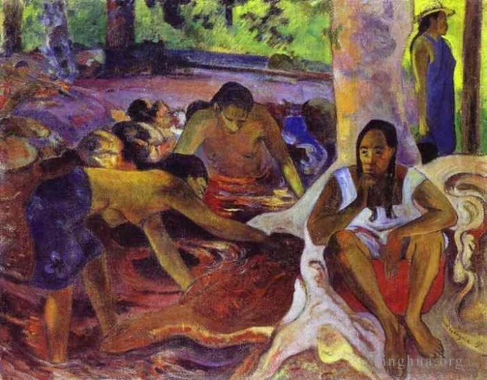 Paul Gauguin Oil Painting - The Fisherwomen of Tahiti