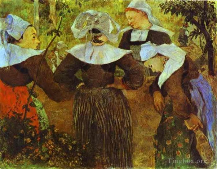 Paul Gauguin Oil Painting - The Four Breton Girls c