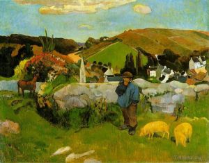Artist Paul Gauguin's Work - The Swineherd Brittany