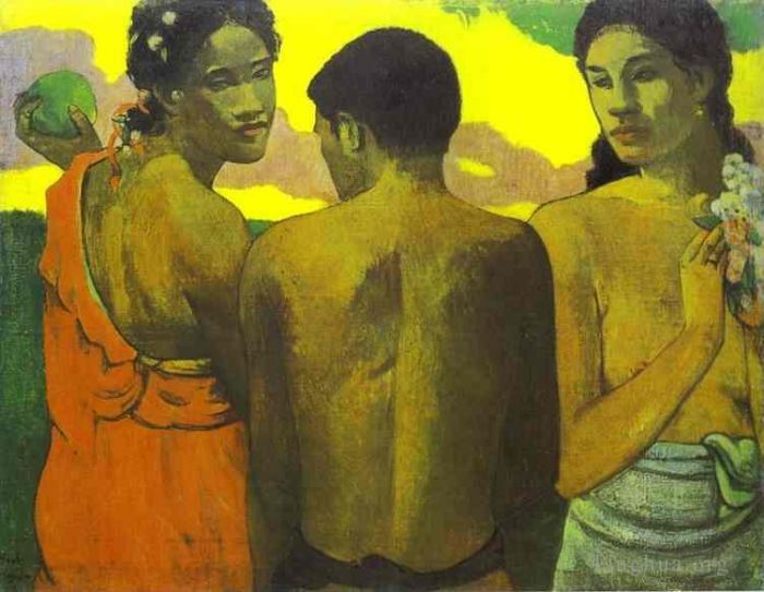 Paul Gauguin Oil Painting - Three Tahitians