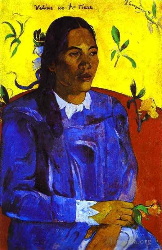 Paul Gauguin Oil Painting - Vahine no te tiare Woman with a Flower