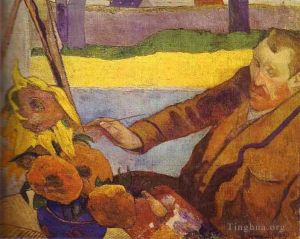 Artist Paul Gauguin's Work - Van Gogh Painting Sunflowers
