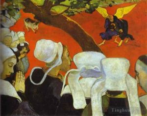 Artist Paul Gauguin's Work - Vision of the Sermon (Jacob Wrestling with the Angel)