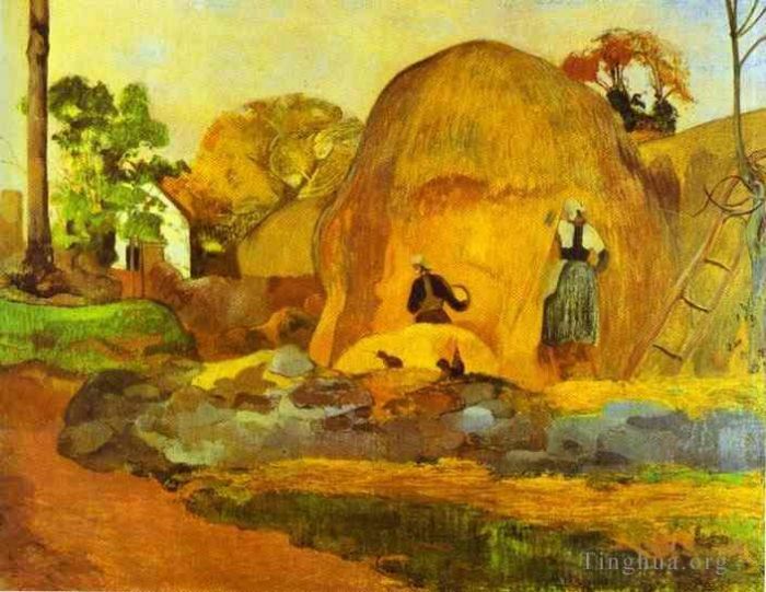 Paul Gauguin Oil Painting - Yellow Hay Ricks Fair Harvest