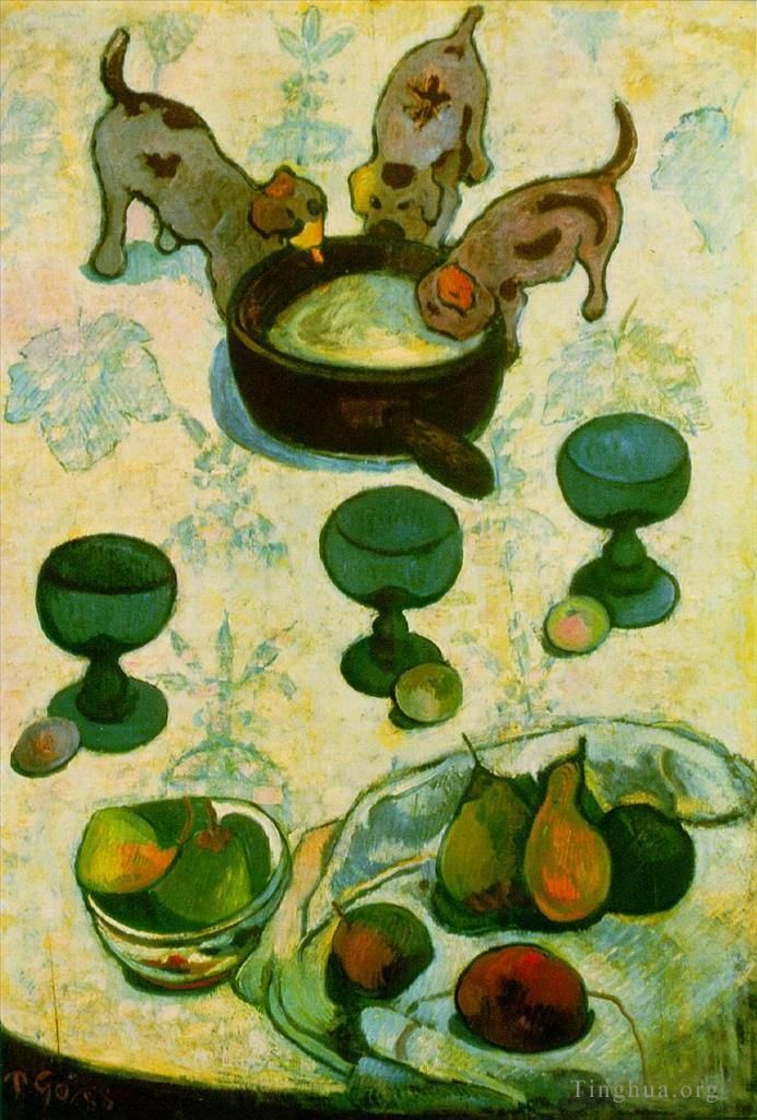Paul Gauguin Various Paintings - Still Life with Three Puppies2