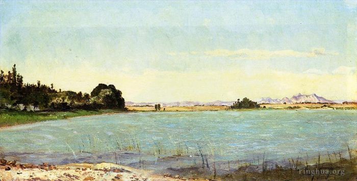 Paul Camille Guigou Oil Painting - A Lake in Southern France