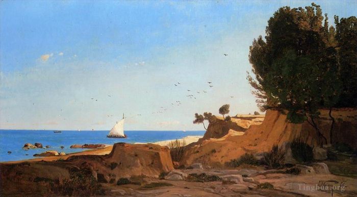 Paul Camille Guigou Oil Painting - Around the Cap Couronne near Marseille