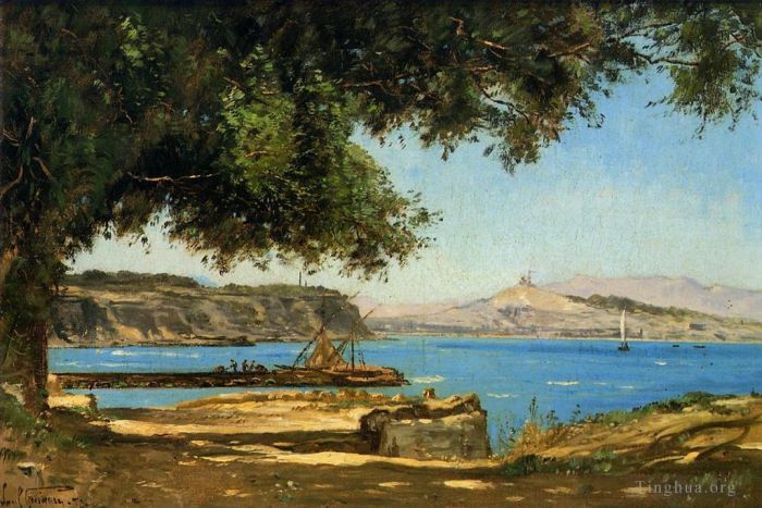 Paul Camille Guigou Oil Painting - Tamaris by the Sea at Saint Andre near Marseille