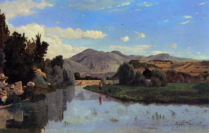 Paul Camille Guigou Oil Painting - The Aiguebrun River at Lourmarin
