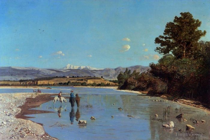 Paul Camille Guigou Oil Painting - The Banks of the Durance at Puivert2