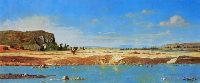 Paul Camille Guigou Oil Painting - The Banks of the Durance