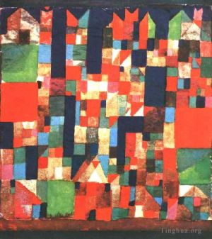 Artist Paul Klee's Work - City Picture with Red and G