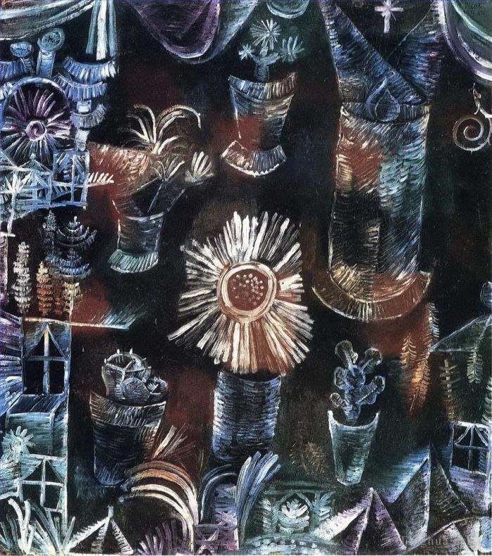 Paul Klee Oil Painting - Still Life with Thistle Bloom