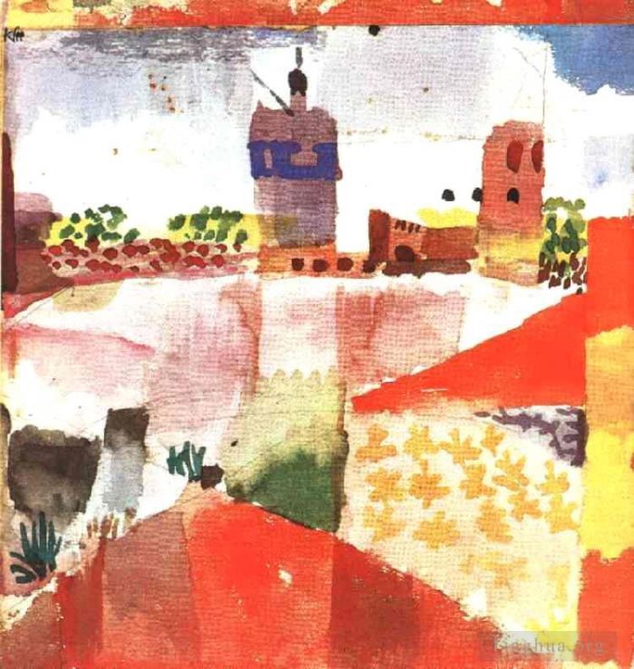 Paul Klee Various Paintings - Hammamet with mosque