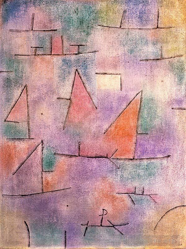 Paul Klee Various Paintings - Harbour with sailing ships