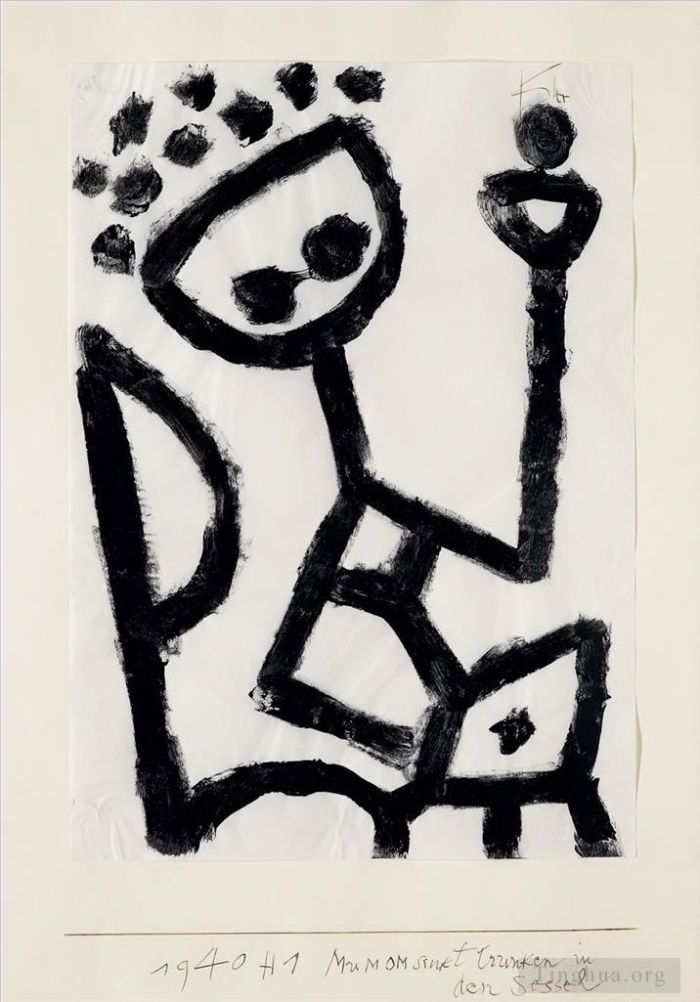 Paul Klee Various Paintings - Mumon drunk falls into the chair