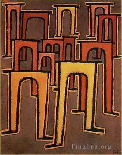 Paul Klee Various Paintings - Revolution of the Viaduct