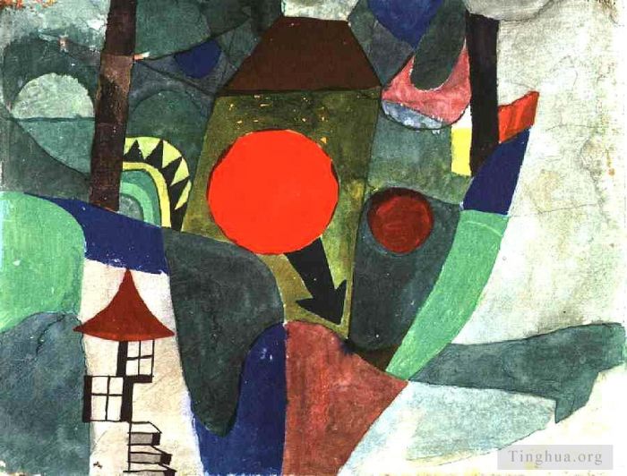 Paul Klee Various Paintings - With the Setting Sun