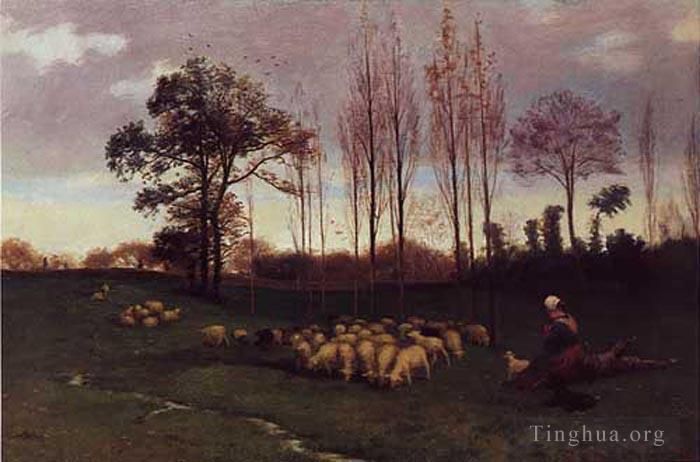 Paul Peel Oil Painting - Return of the Flock 1883