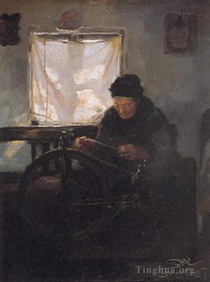 Artist Peder Severin Kroyer's Work - Anciana en la rueca 1887