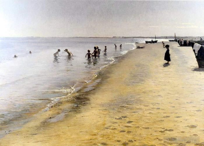 Peder Severin Kroyer Oil Painting - Summer Day on Skagen’s Southern Beach