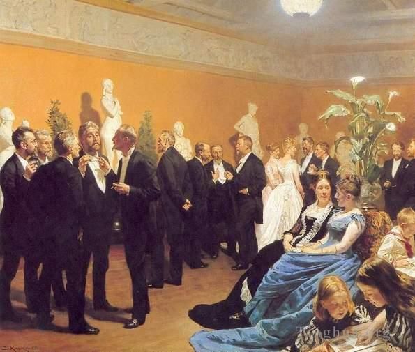 Peder Severin Kroyer Oil Painting - Encuentro en el museo 1888