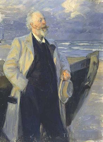 Peder Severin Kroyer Oil Painting - Holger Drachman 1895