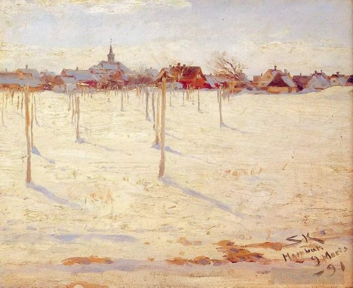 Peder Severin Kroyer Oil Painting - Hornbaek en invierno 1891