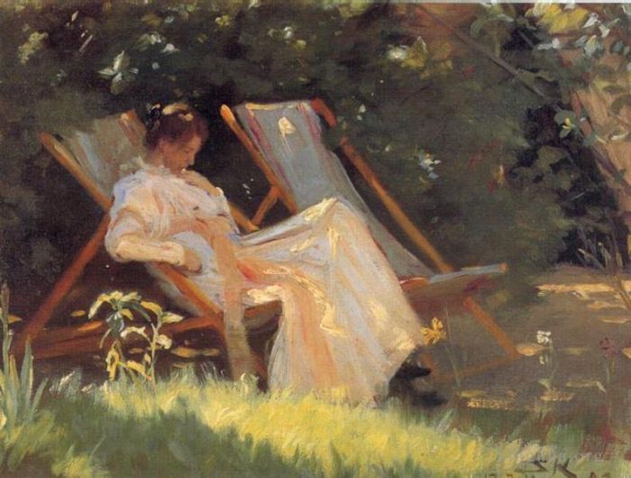 Peder Severin Kroyer Oil Painting - Marie en el jardin 1893