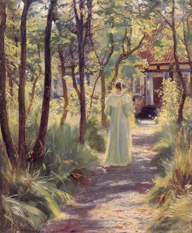 Peder Severin Kroyer Oil Painting - Marie en el jardin 1895