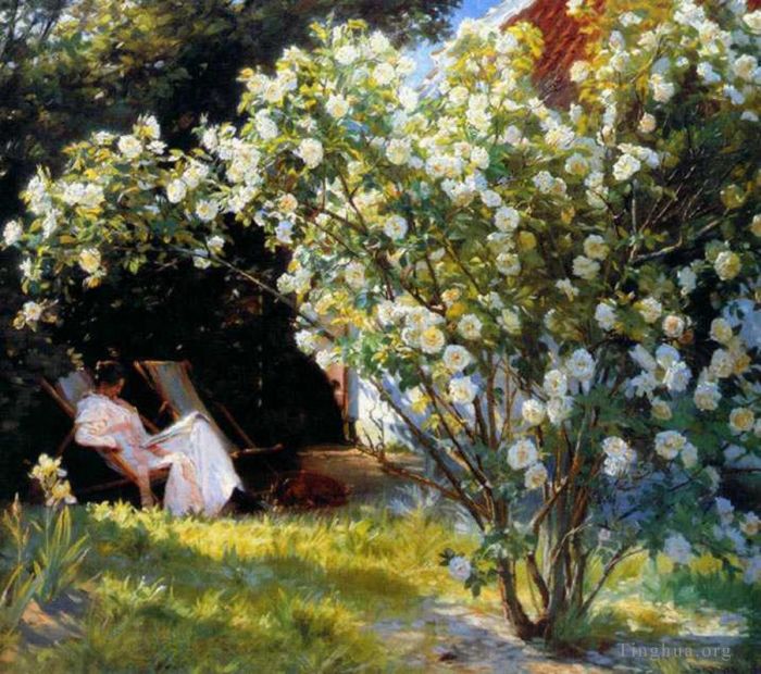 Peder Severin Kroyer Oil Painting - Marie en el jardin