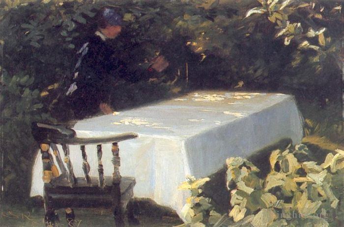 Peder Severin Kroyer Oil Painting - Mesa en el jardin 1887